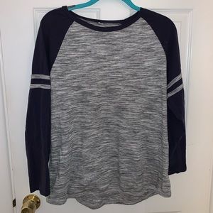 Navy Long Sleeve Gray Heathered Top